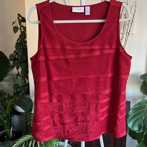 ❤️Chico’s Red Lace Layered Silky Floats Sleeveless Tank Top-2 or L-NWOT